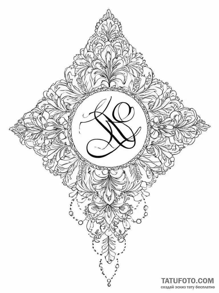 Tattoo sketch slavic embroidery pattern with... - эскиз тату (№1757263852_0, 07.09.2025 16:50) — Tatufoto.com