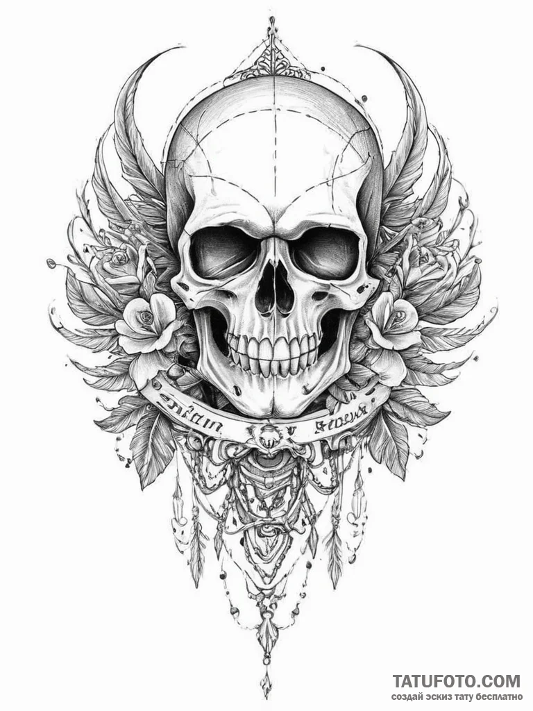 Tattoo sketch leather jacket with a skull on... - эскиз тату (№1757264845_0, 07.09.2025 17:07) — Tatufoto.com