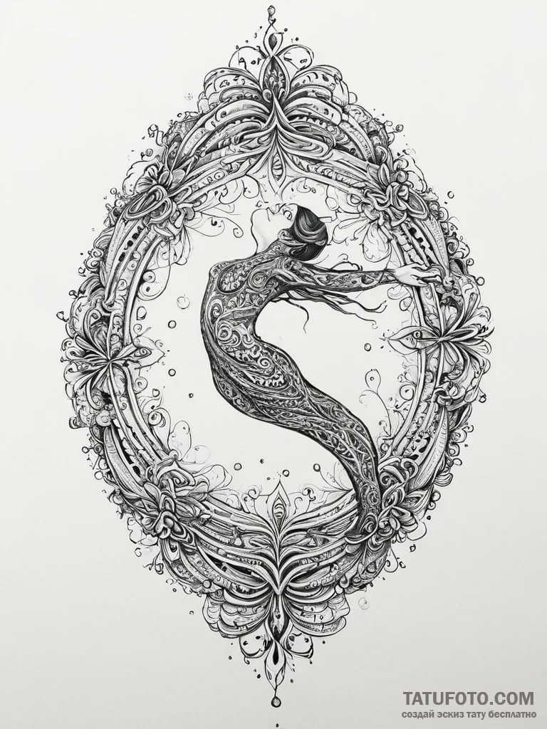 Tattoo sketch free diving a free diver, tatto... - эскиз тату (№1757265041_0, 07.09.2025 17:10) — Tatufoto.com