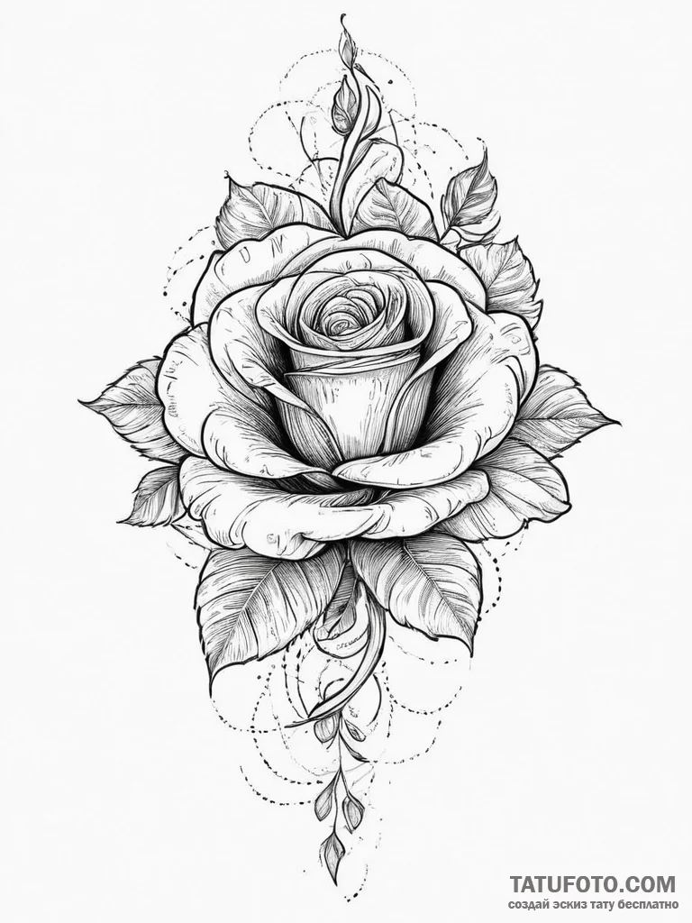 Tattoo sketch realistic роза, tattoo line art... - эскиз тату (№1757265834_0, 07.09.2025 17:23) — Tatufoto.com