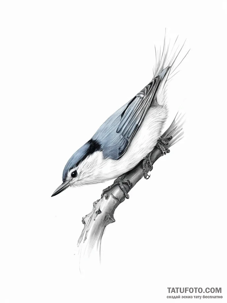Tattoo sketch nuthatch - эскиз тату (№1757266046_0, 07.09.2025 17:27) — Tatufoto.com