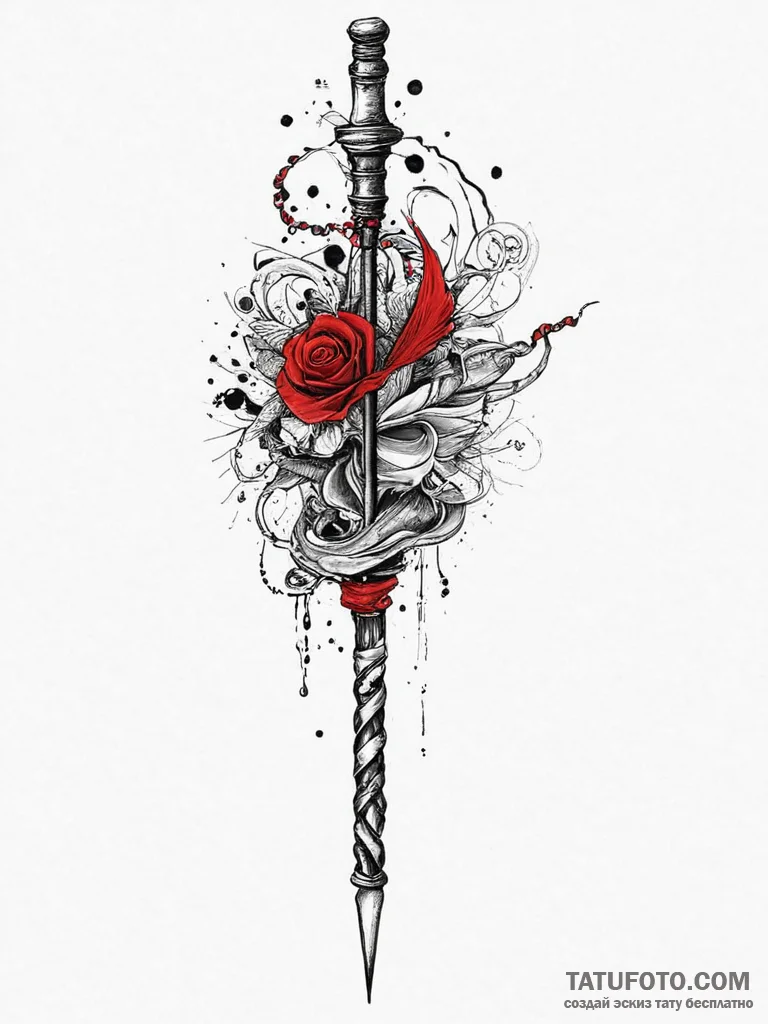 Tattoo sketch magic staff, concept art for ta... - эскиз тату (№1757266846_0, 07.09.2025 17:40) — Tatufoto.com