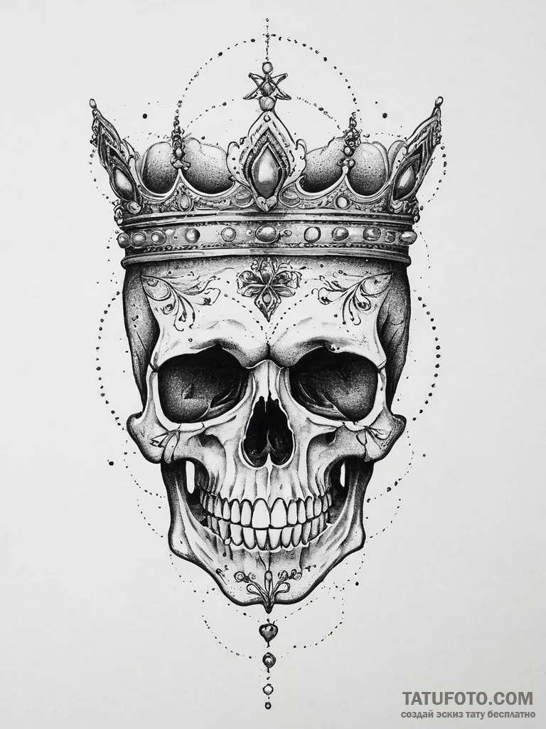 Tattoo sketch череп с короной, tattoo sketch... - эскиз тату (№1757268054_0, 07.09.2025 18:00) — Tatufoto.com