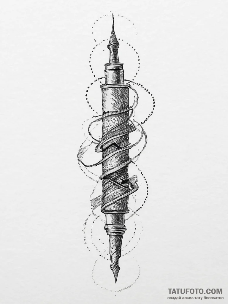 Tattoo sketch узор в виде пера и чернил, tatt... - эскиз тату (№1757270053_0, 07.09.2025 18:34) — Tatufoto.com