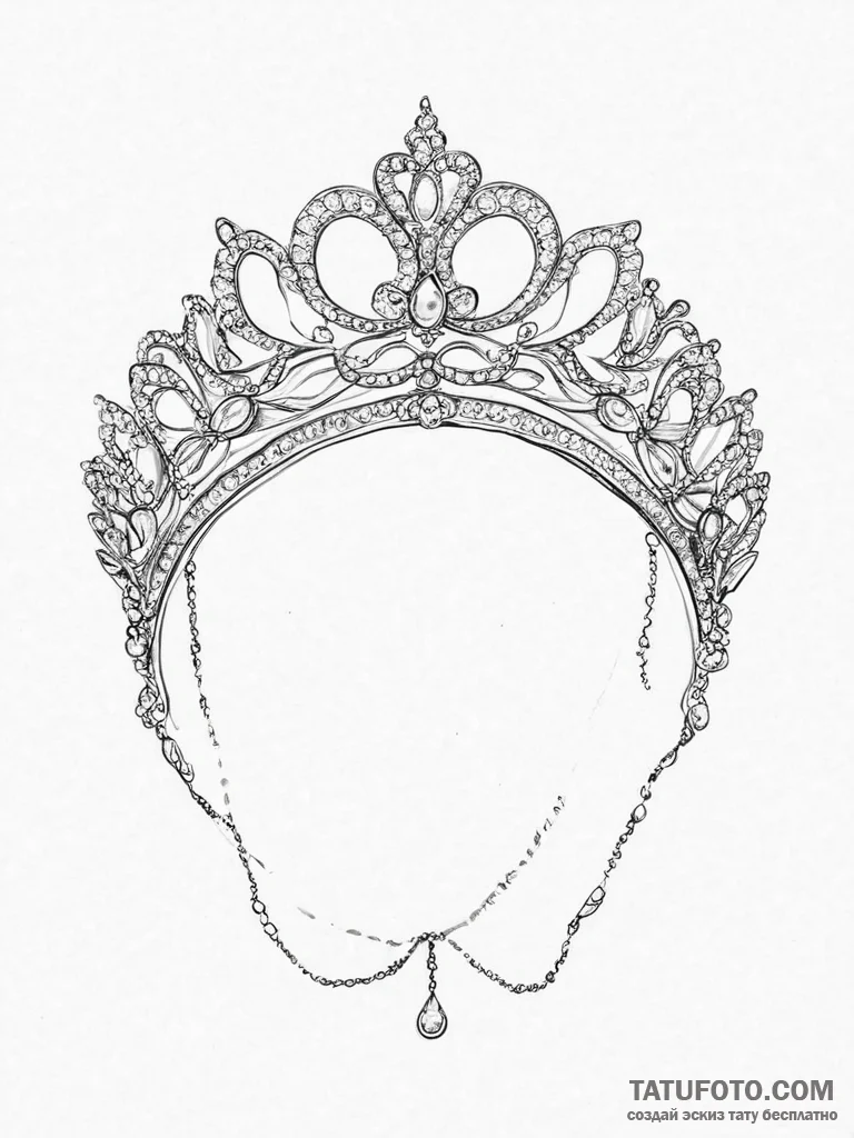 Tattoo sketch tiara tattoo - эскиз тату (№1757270249_0, 07.09.2025 18:37) — Tatufoto.com