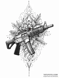 Tattoo sketch узор в виде пулемета, tattoo fl... - эскиз тату (№1757271459_0, 07.09.2025 18:57) — Tatufoto.com