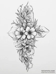 цветы, ink illustration for tattoo, muted col... - эскиз тату (№1757271855_0, 07.09.2025 19:04) — Tatufoto.com