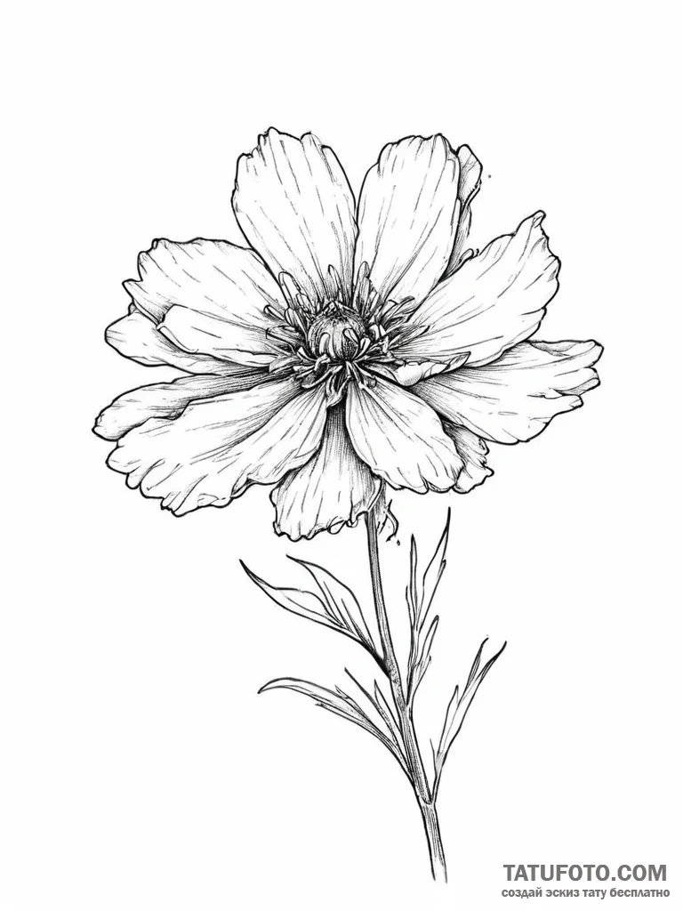 Tattoo sketch coreopsis - эскиз тату (№1757272257_0, 07.09.2025 19:10) — Tatufoto.com