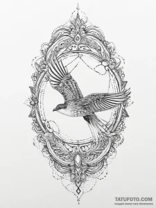 Tattoo sketch skua, tattoo line art, black an... - эскиз тату (№1757272451_0, 07.09.2025 19:14) — Tatufoto.com