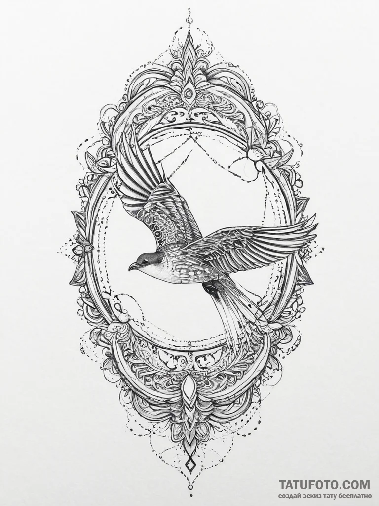 Tattoo sketch skua, tattoo line art, black an... - эскиз тату (№1757272451_0, 07.09.2025 19:14) — Tatufoto.com