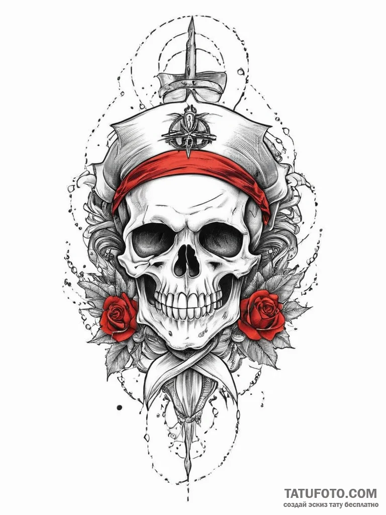 Tattoo sketch skull, tattoo line art, on a cl... - эскиз тату (№1757274070_0, 07.09.2025 19:41) — Tatufoto.com