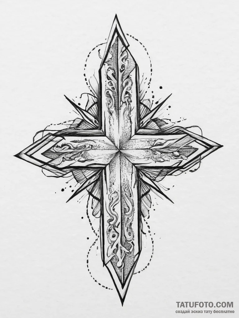 Tattoo sketch slavic swastika with a star, ta... - эскиз тату (№1757275078_0, 07.09.2025 19:57) — Tatufoto.com