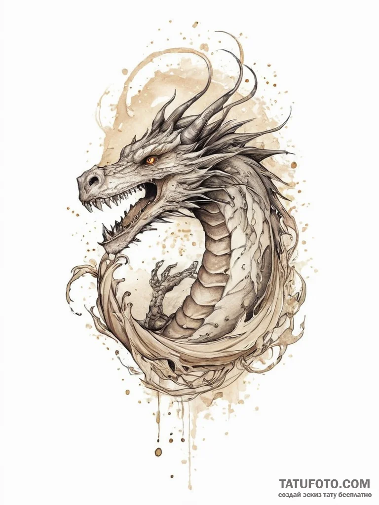 Tattoo sketch earth dragon, concept art for t... - эскиз тату (№1757276269_0, 07.09.2025 20:17) — Tatufoto.com