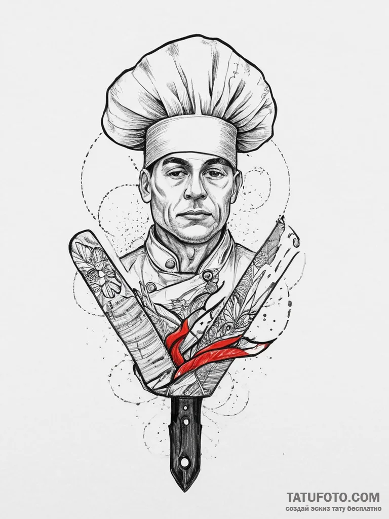 Tattoo sketch chef knife and hat, tattoo sket... - эскиз тату (№1757282081_0, 07.09.2025 21:54) — Tatufoto.com