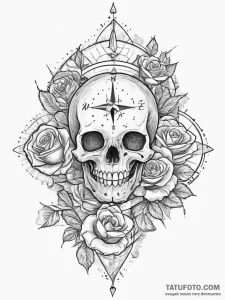 Tattoo sketch old scroll with a compass, tatt... - эскиз тату (№1757282276_0, 07.09.2025 21:57) — Tatufoto.com