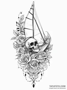 Tattoo sketch windsurfing on a wave, tattoo s... - эскиз тату (№1757282486_0, 07.09.2025 22:01) — Tatufoto.com