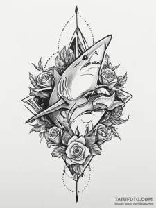 Tattoo sketch hands with a shark, ink illustr... - эскиз тату (№1757287493_0, 07.09.2025 23:24) — Tatufoto.com
