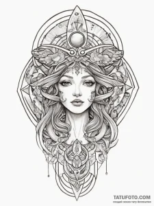 Tattoo sketch cosmic character, concept art f... - эскиз тату (№1757288903_0, 07.09.2025 23:48) — Tatufoto.com