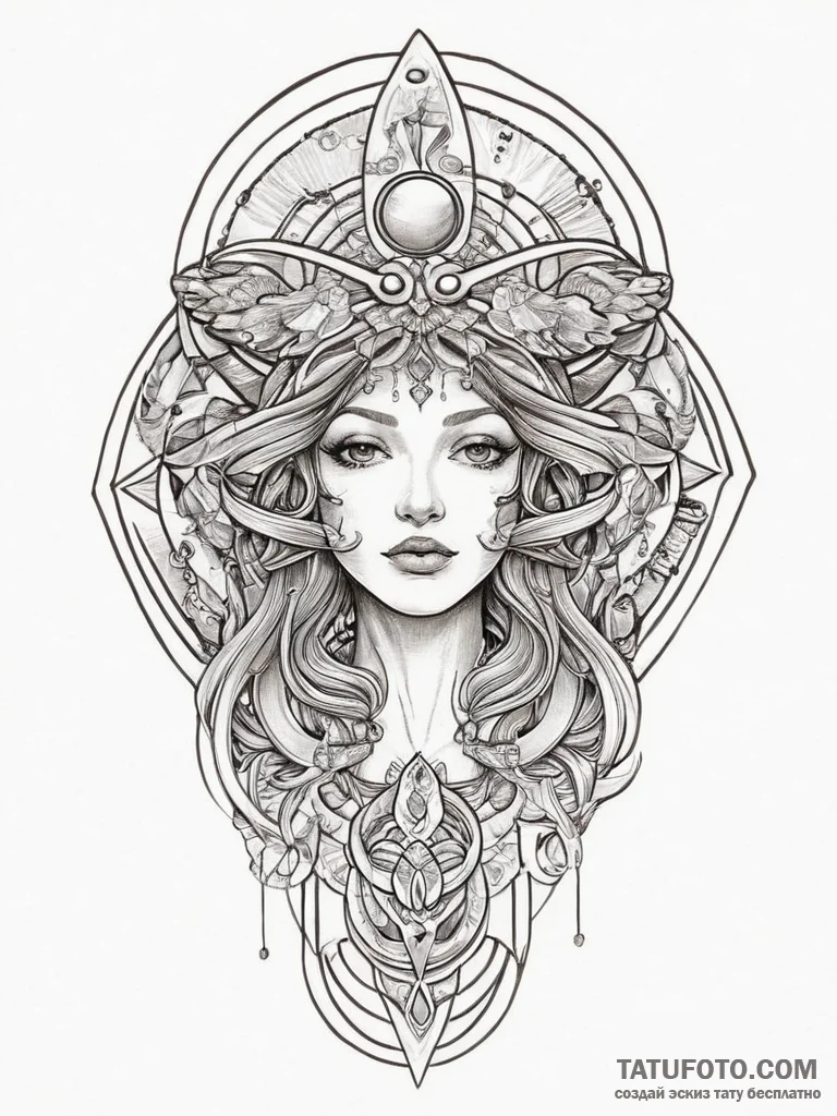 Tattoo sketch cosmic character, concept art f... - эскиз тату (№1757288903_0, 07.09.2025 23:48) — Tatufoto.com