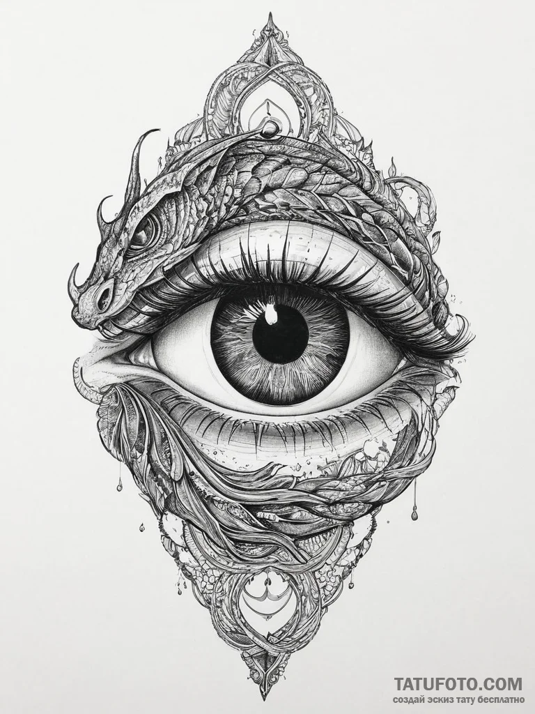 Tattoo sketch basilisk eye, artistic tattoo s... - эскиз тату (№1757289498_0, 07.09.2025 23:58) — Tatufoto.com