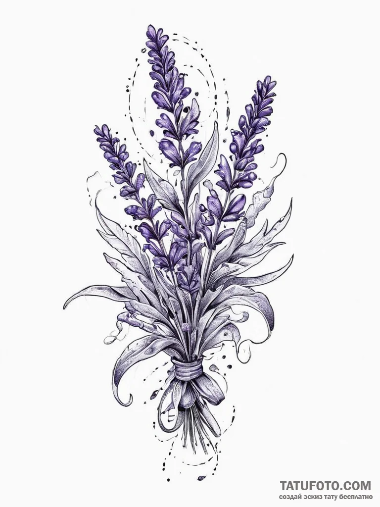 Tattoo sketch узор в виде лаванды, ink illust... - эскиз тату (№1757291724_0, 08.09.2025 00:35) — Tatufoto.com