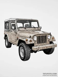 Tattoo sketch military jeep, concept art for... - эскиз тату (№1757292930_0, 08.09.2025 00:55) — Tatufoto.com