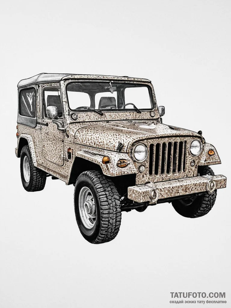 Tattoo sketch military jeep, concept art for... - эскиз тату (№1757292930_0, 08.09.2025 00:55) — Tatufoto.com