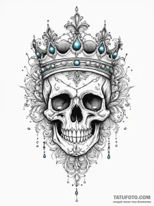 Tattoo sketch узор в виде черепа с короной, i... - эскиз тату (№1757293734_0, 08.09.2025 01:08) — Tatufoto.com