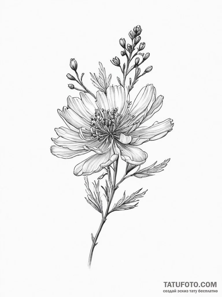 Tattoo sketch fennel flower, tattoo drawing o... - эскиз тату (№1757294544_0, 08.09.2025 01:22) — Tatufoto.com
