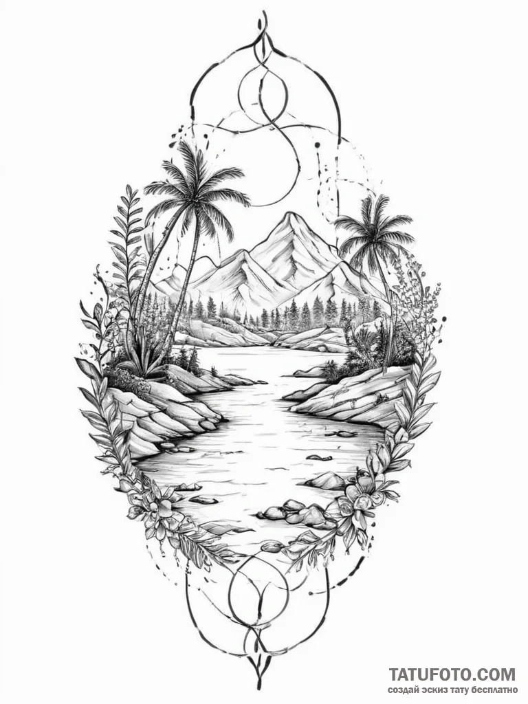 Tattoo sketch oasis - эскиз тату (№1757308214_0, 08.09.2025 05:10) — Tatufoto.com