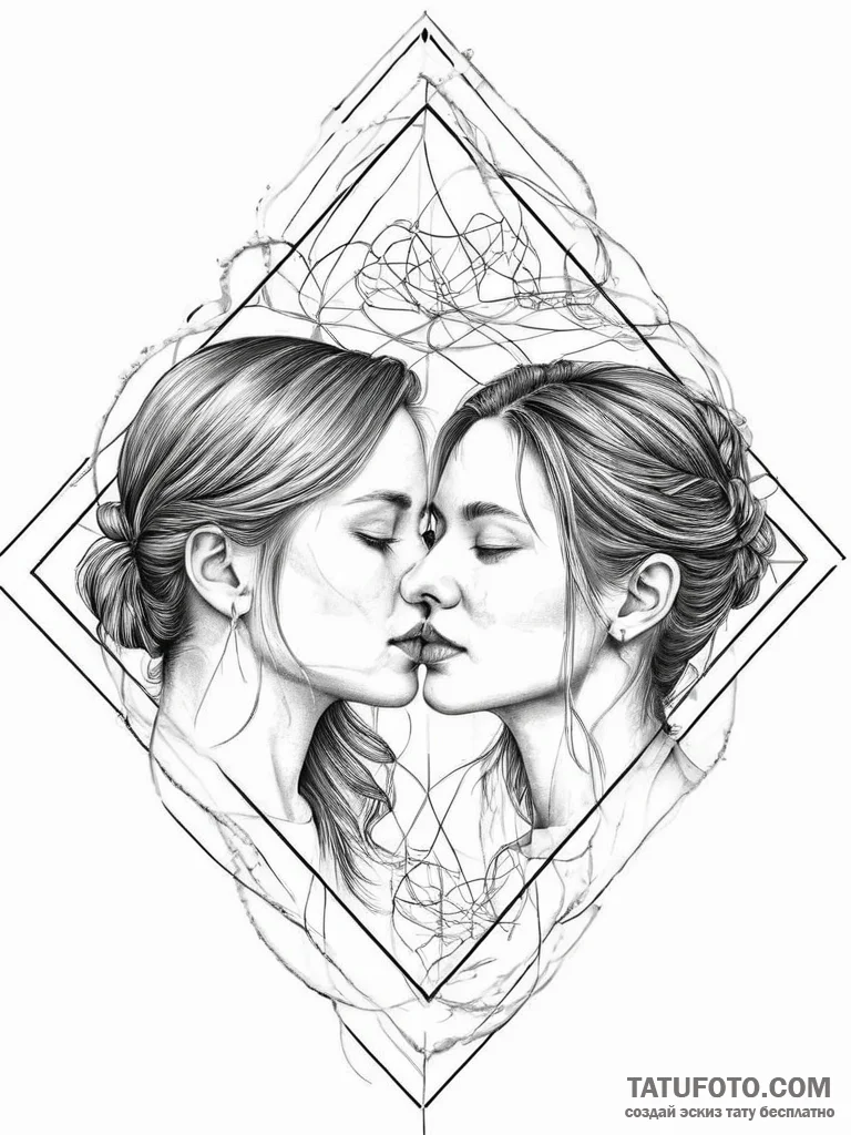 Together forever 28.04.2018 - реализм (ч/б), тонкая линия - эскиз тату (№1757336208_0, 08.09.2025 12:56) — Tatufoto.com
