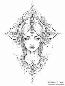Tattoo sketch blessed character - эскиз тату (№1757340139_0, 08.09.2025 14:02) — Tatufoto.com