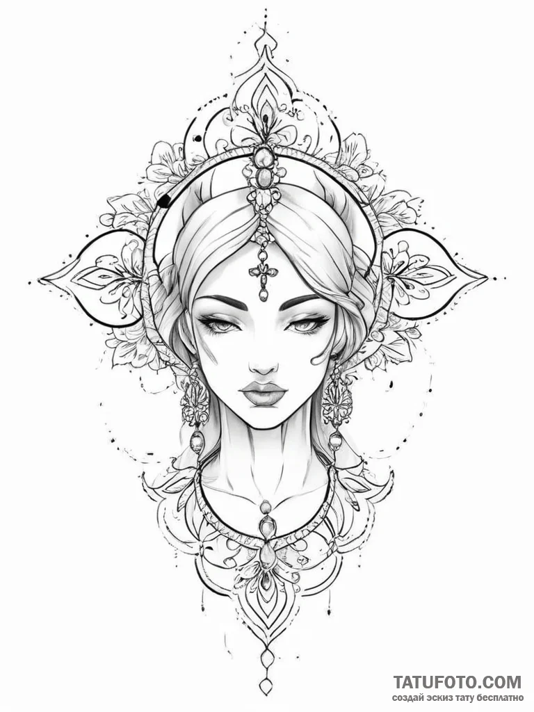 Tattoo sketch blessed character - эскиз тату (№1757340139_0, 08.09.2025 14:02) — Tatufoto.com