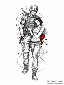 Tattoo sketch soldier with a lover, tattoo li... - эскиз тату (№1757341306_0, 08.09.2025 14:21) — Tatufoto.com