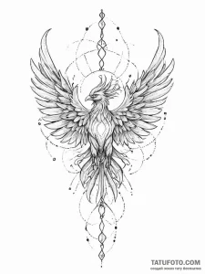 Tattoo sketch cosmic phoenix, tattoo line art... - эскиз тату (№1757343511_0, 08.09.2025 14:58) — Tatufoto.com