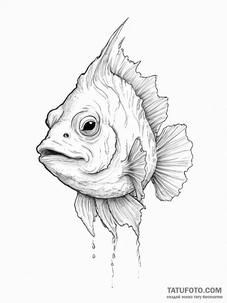 Tattoo sketch frogfish - эскиз тату (№1757344097_0, 08.09.2025 15:08) — Tatufoto.com