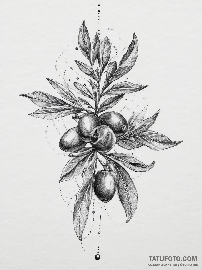 Tattoo sketch olive branch, tattoo line art,... - эскиз тату (№1757344293_0, 08.09.2025 15:11) — Tatufoto.com