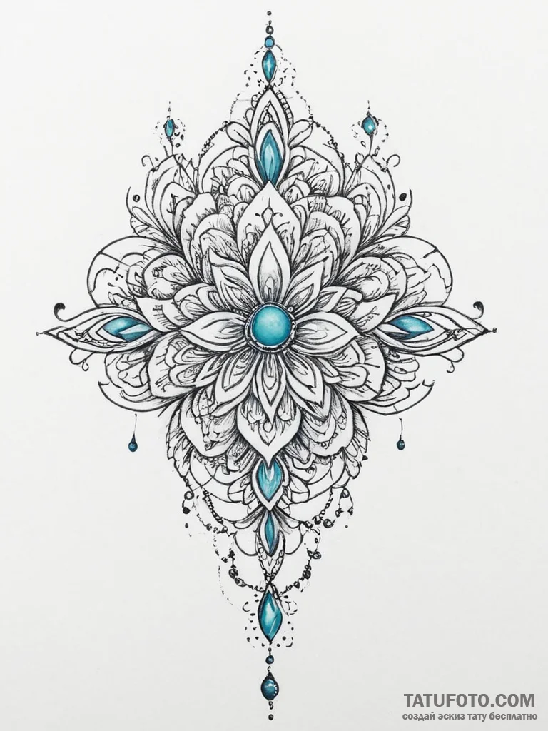 Tattoo sketch turquoise - эскиз тату (№1757344706_0, 08.09.2025 15:18) — Tatufoto.com