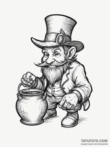 Tattoo sketch leprechaun with a pot, concept... - эскиз тату (№1757345911_0, 08.09.2025 15:38) — Tatufoto.com