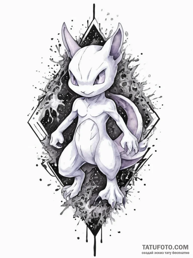 Tattoo sketch pokemon mewtwo, tattoo drawing... - эскиз тату (№1757346107_0, 08.09.2025 15:41) — Tatufoto.com