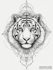 Tattoo sketch узор в виде тигра, tattoo line... - эскиз тату (№1757346713_0, 08.09.2025 15:51) — Tatufoto.com