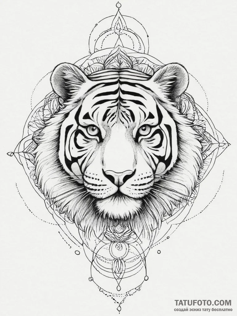 Tattoo sketch узор в виде тигра, tattoo line... - эскиз тату (№1757346713_0, 08.09.2025 15:51) — Tatufoto.com