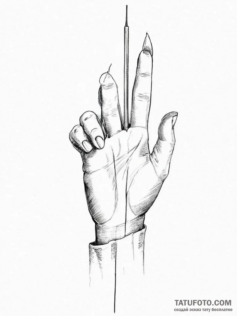 Tattoo sketch hands with a needle - эскиз тату (№1757346913_0, 08.09.2025 15:55) — Tatufoto.com