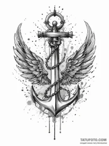 Tattoo sketch wings and anchor, artistic tatt... - эскиз тату (№1757351092_0, 08.09.2025 17:04) — Tatufoto.com