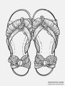 Tattoo sketch sandals with a shell, concept a... - эскиз тату (№1757351290_0, 08.09.2025 17:08) — Tatufoto.com