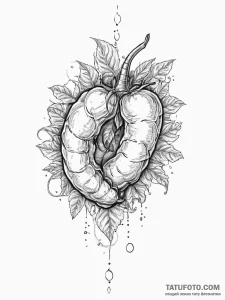 Tattoo sketch tomato hornworm - эскиз тату (№1757352095_0, 08.09.2025 17:21) — Tatufoto.com