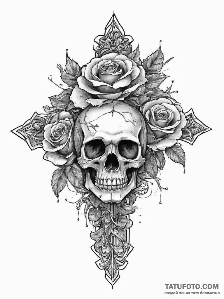 Tattoo sketch mystical portrayal, artistic ta... - эскиз тату (№1757353078_0, 08.09.2025 17:37) — Tatufoto.com
