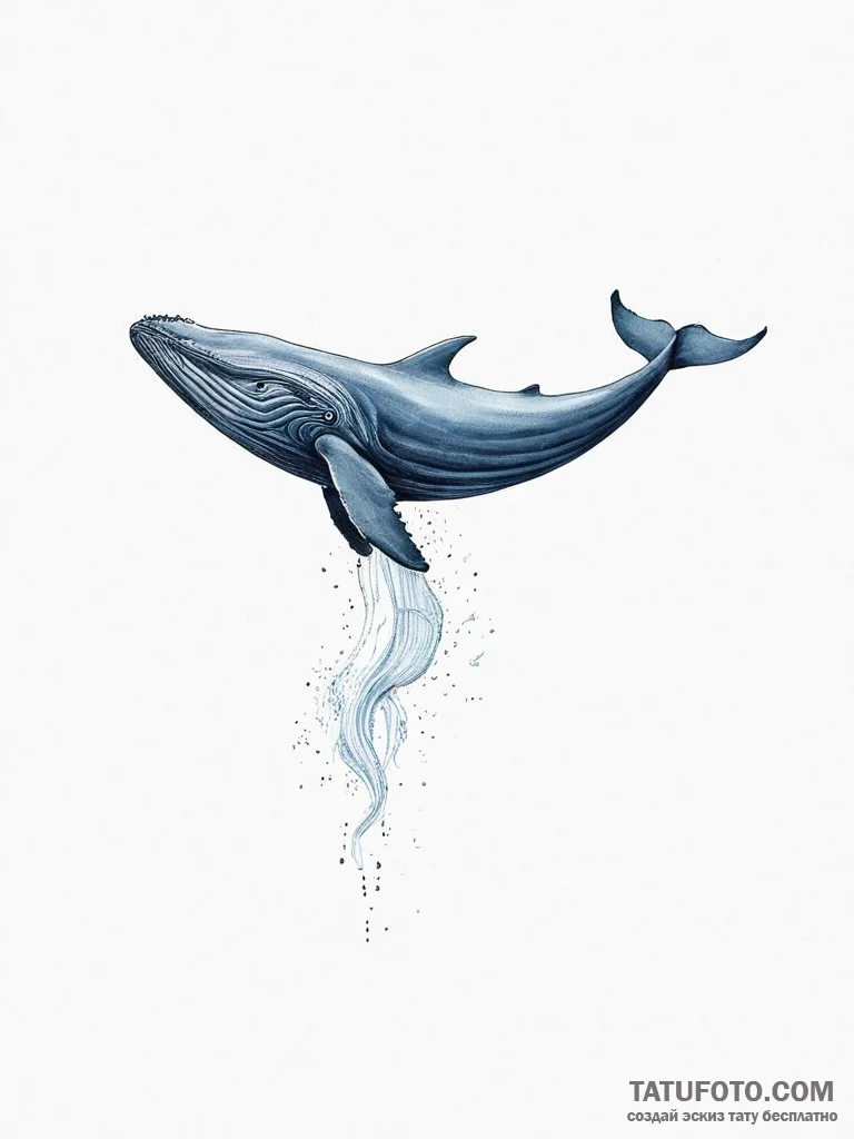 Tattoo sketch blue whale - эскиз тату (№1757354474_0, 08.09.2025 18:01) — Tatufoto.com