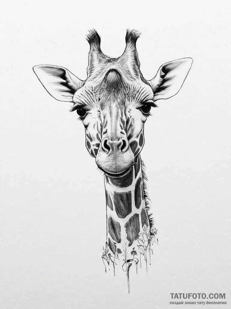 Tattoo sketch giraffe, artistic tattoo sketch... - эскиз тату (№1757355074_0, 08.09.2025 18:11) — Tatufoto.com