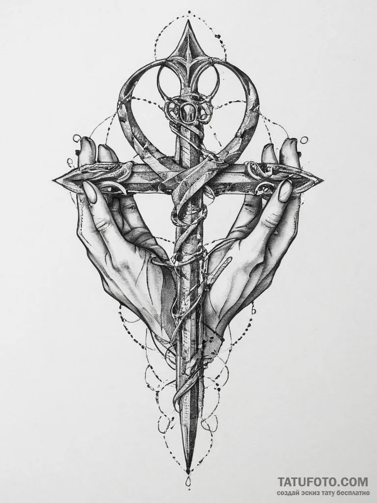 Tattoo sketch hands with a scissors, artistic... - эскиз тату (№1757356876_0, 08.09.2025 18:41) — Tatufoto.com